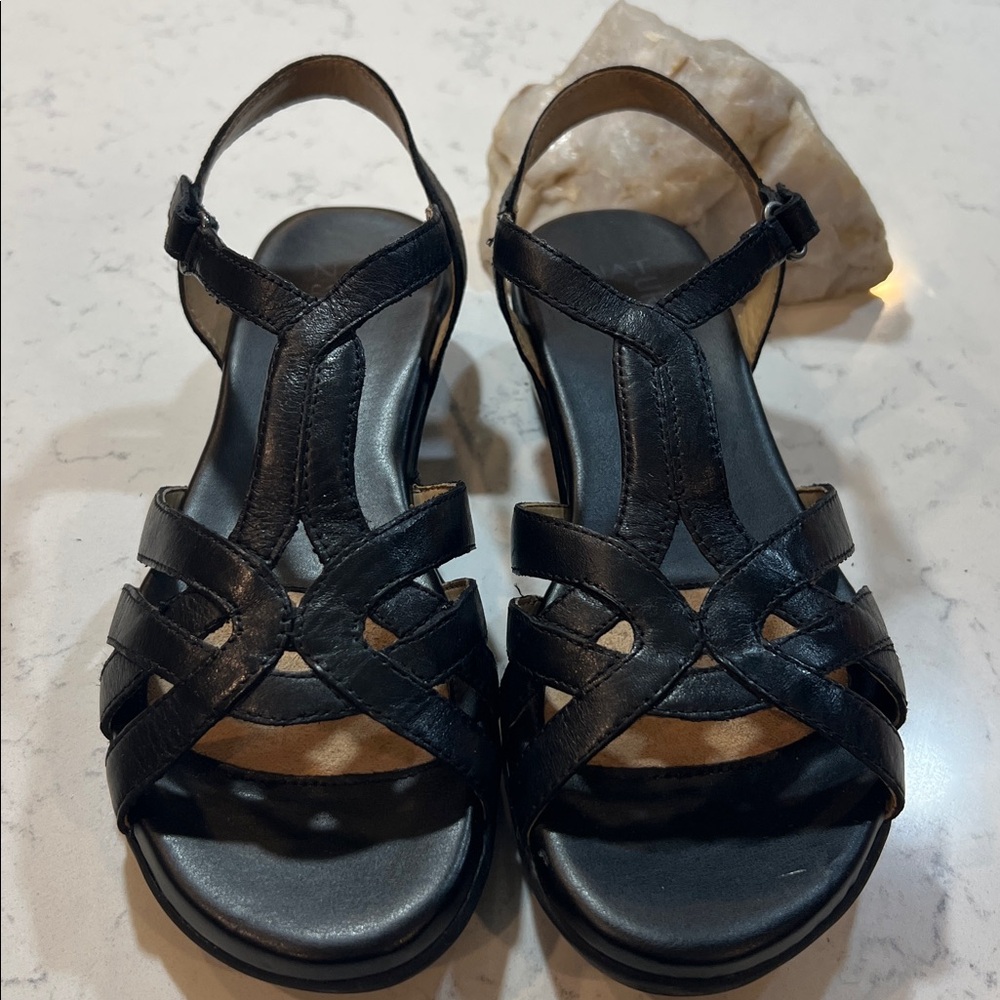 Naturalizer Black Womens Nella Leather Buckle Wedges Size 8.5 - Picture 5 of 16